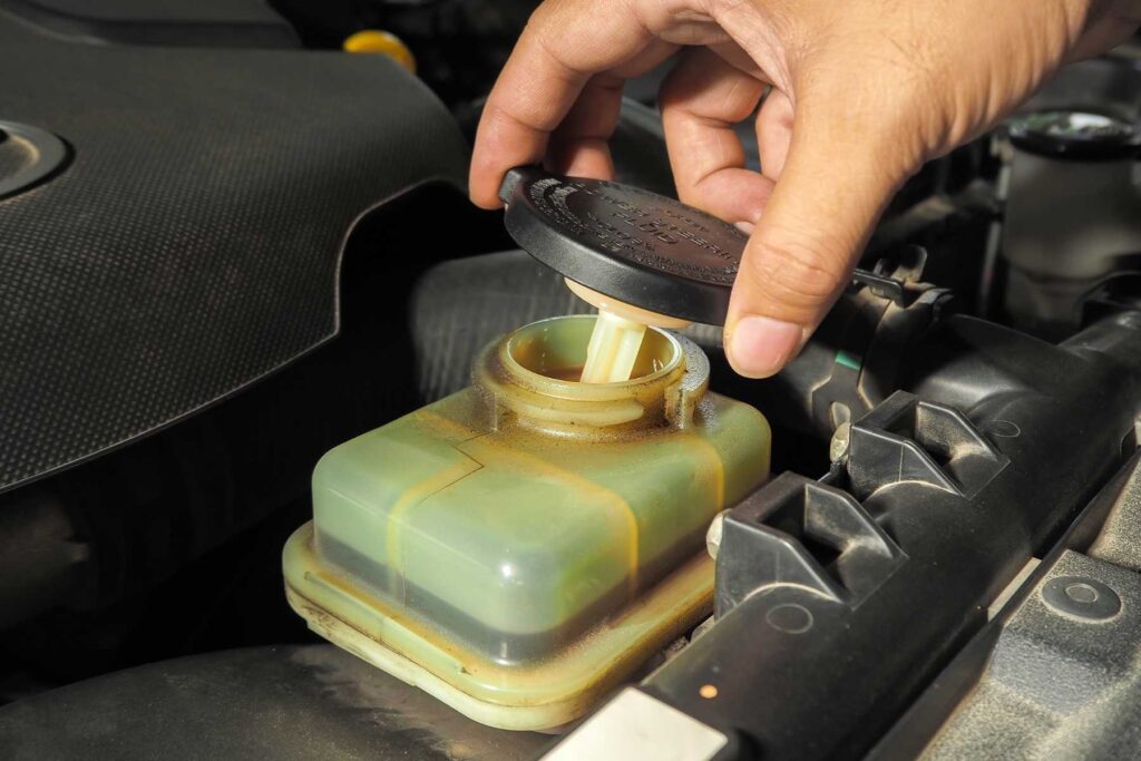Checking engine fluid levels during an engine and fluid inspection