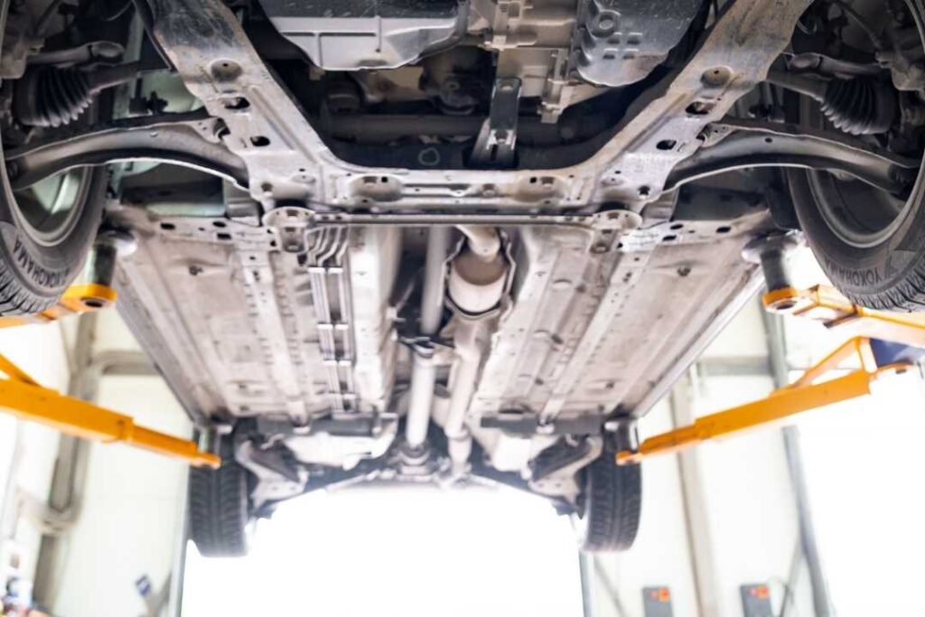 Inspecting exhaust system and undercarriage components under a vehicle